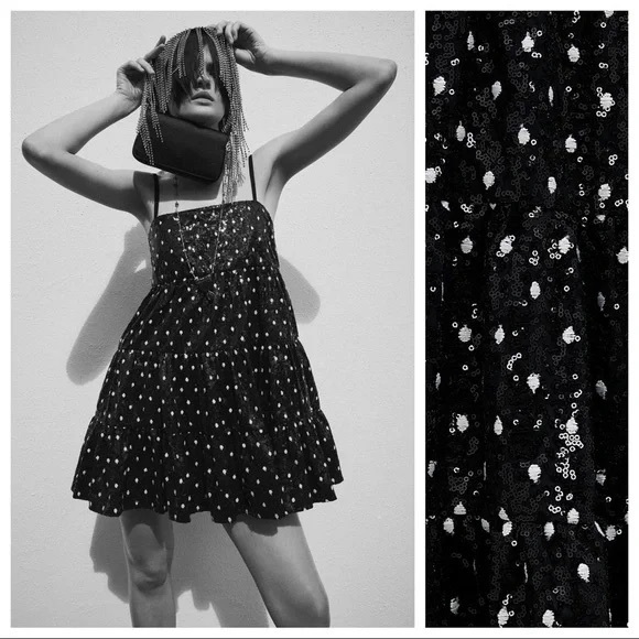 Zara Dresses & Skirts - NWT Zara Sequin Polka Dots Mini Dress. Size XS